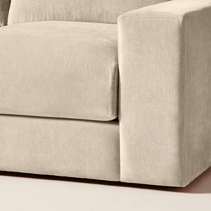 أريكة قطاعية على شكل حرف L من المخمل بلون بني فاتح، مقاومة للبقع، مع وسائد من الريش، أريكة عصرية فاخرة لغرفة المعيشة - Product Image 5