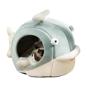 wholesale eco friendly comfortable cute dolphin shape fancy luxury cat calming pet cave bed soft washable dog house