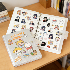 Carnet portable réutilisable à feuilles mobiles avec couverture en PVC sur le thème de l'anime japonais, carnet de stickers en PVC pour enfants, pour le rangement des autocollants - Product Image 3