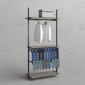 Rail de suspension pour chemises et présentoir à cravates Kainice avec éclairage LED double zone et étagères réglables pour magasin de vêtements pour hommes - Product Image 2