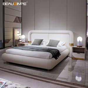 Base de Cama King-Size/Queen-Size de Diseño Italiano Moderno de Alta Calidad, en Cuero, Silenciosa y Suave, para Villas y Hogares - Product Image 1