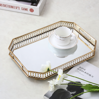 Plateau de rangement en verre et métal de style nordique, plateau miroir, plateau de rangement décoratif de luxe léger pour le salon