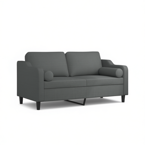 2 Seater Dark Grey Fabric <b>Sofa</b> 100% Polyester 55.1 In Width Modern Living Room Couch With Metal <b>Legs</b> And Cushion Back - Product Image 1