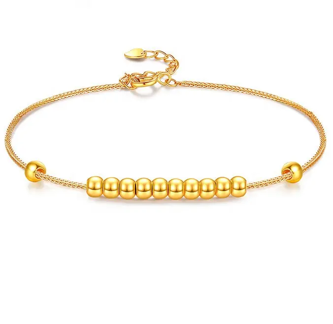 Xinfly Factory Price Pure 18K Real Gold Bead Bracelet Au750 Solid Charm Jewelry Chain Gift For Women