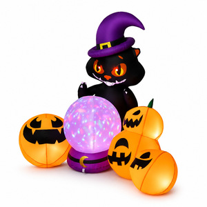 Modelo Inflable de Gato Negro y Calabaza Colorida para Halloween, Decoración de Patio Exterior - Product Image 5