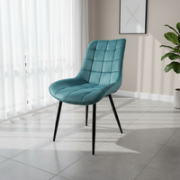 Chaise de salle à manger moderne en velours coloré de haute qualité avec dossier haut et pieds en métal pour restaurant, vente en gros