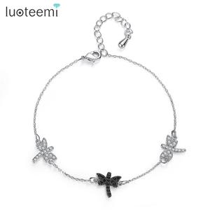 LUOTEEMI Charming <strong>Dragonfly</strong> a AA Cubic Zircon <strong>Bracelet</strong> for Cute Girl Woman Gift Designs Factory Wholesale Rhodium Plated - Product Image 1