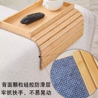 Plateau d'accoudoir de canapé en bambou pliable avec rainure antidérapante pour rangement de collations et boissons dans le salon