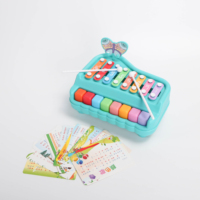 Xilófono Profesional de 8 Notas, Azul, Diseño de Mariposa, de Plástico, 2 en 1, Juguete de Piano, Kit de Instrumento Musical Educativo