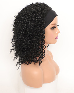 Perruque courte bouclée pour <span class=keywords><strong>femme</strong></span> avec bandeau, <span class=keywords><strong>cheveux</strong></span> <span class=keywords><strong>afro</strong></span> crépus volumineux, perruque noire en fibre résistante à la chaleur - Product Image 3