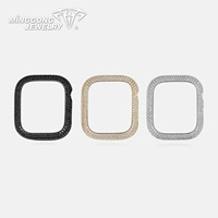 Ventes d'usine Hiphop Style Iced Out VVS Moissanite Bezel Case Cover 925 Silver Jewelry Accessoire pour Apple Watch 10 Series