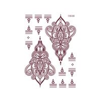 Tatouages au henné brun personnalisés, organiques, prêts pour les festivals, avec des motifs floraux tendance, art corporel au henné facile à appliquer, détails détaillés.