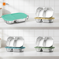 Boîte à condiments portable en acier inoxydable 304 avec couvercle hermétique anti-fuite, récipients à condiments micro-ondables, couvercle en silicone, boîte à lunch