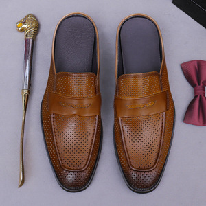 New style casual open-toe loungewear shoes made of cowhide, suitable for summer, with good breathability, half-trousers for men - Product Image 2