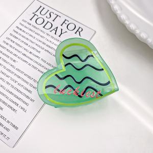 Fermagli per Capelli a Forma di Cuore in Acrilico Stile Coreano CANYUAN, Design Personalizzato con Stampa UV, Fermagli Floreali all'Ingrosso - Product Image 4