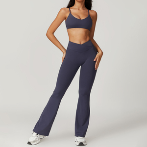 YIYI tessuti riciclati comodi completi da ragazza da esterno set di <span class=keywords><strong>leggings</strong></span> a vita alta per palestra Yoga set Fitness da donna ad asciugatura rapida - Product Image 6