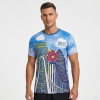 Kaos Pria O-Neck Lengan Pendek Rajutan Solid Full Digital Printing Kasual Ramah Lingkungan Regular Fit Marathon Logo Custom