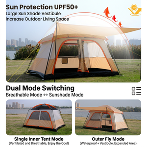 Tente de camping pliable imperméable de grande taille pour 2-3 personnes, idéale pour la randonnée, la plage, le jardin, le glamping en plein air - Product Image 3