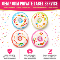 Lot de bombes de bain effervescentes en forme de donut, sel marin, rose, lavande, citron, naturelles, faites à la main, coffret cadeau, OEM ODM