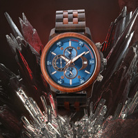 Montre-bracelet de luxe pour homme en bois de santal - Montre analogique à quartz pour affaires avec cadran en verre