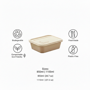 Contenedor Rectangular de Bagazo con Logotipo Personalizado al por Mayor, Lonchera Sostenible de Fibra de Caña de Azúcar para Suministro a Granel - Product Image 6