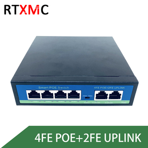 Conmutador Poe estándar 5 puertos 4 + <span class=keywords><strong>2</strong></span> 10/100Mbps Seguridad 48V Múltiples puertos 6 puertos Alimentación a través de Ethernet Cámara IP activa Seguridad CCTV - Product Image 4