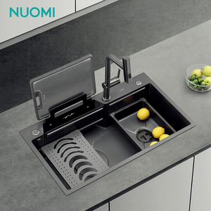 Lavello da Cucina di Lusso NUOMI WRIGHT, Moderno Lavello Multifunzione in Acciaio Inox, Lavello Intelligente Fatto a Mano da Incasso - Product Image 1