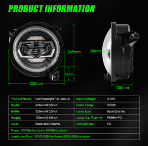 LOYO nuevo diseño 9 pulgadas Fling Knife LED faro con DRL señal de giro coche Led faro para Jeep Wrangler JL 2018 + faro Led - Product Image 2