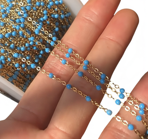 <span class=keywords><strong>Lovestory</strong></span> E632 Cadena de Moda Chapada en Oro de 14k con Cuentas Coloridas, Cadena de Rodillo Permanente para Joyería y Confección de Prendas - Product Image 4