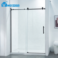 Porte de douche coulissante simple en verre de haute qualité, cabine de douche sans cadre en acier inoxydable