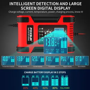 FOXSUR FBC122412D Smart 12V/12A 24V/6A автомобильное зарядное устройство автомобильный аккумулятор тестер напряжения