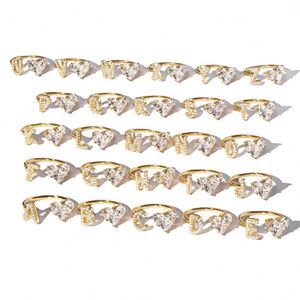 Dylam 26 Letters <b>Rings</b> for Women Sparkle 5A Cubic Zirconia Love Heart Initial I Open <b>Adjustable</b> <b>Rings</b> Jewelry Accessory Gifts - Product Image 5