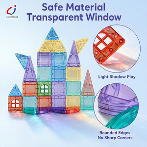 Jouet éducatif magnétique Chengji, tuiles magnétiques transparentes, mini tuiles magnétiques pour la cognition, blocs de construction, jouet de voyage - Product Image 2