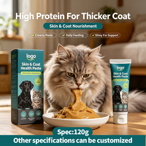 Pâte pour la santé de la peau et du pelage des chiens et des chats, <span class=keywords><strong>crème</strong></span> nutritive pour le pelage avec huile de poisson oméga 3 EPA DHA, lécithine biotine, tube de 120 g - Product Image 4