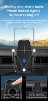 Chargeur de voiture sans fil rapide 15W avec fixation automatique par détection infrarouge, support de téléphone pour grille d'aération rotatif à 360 degrés pour téléphones iPhone et Android