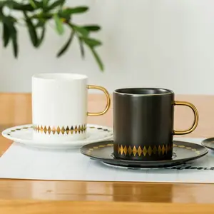 선물 상자 잎 패턴 저렴한 맞춤형 도자기 커피 컵 접시 레스토랑