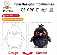 Peluche personnalisée chat noir style gothique, cadeau pour fans, avec rembourrage en coton PP