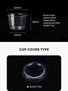 Gobelet en plastique miniature personnalisé avec logo, 1 oz, 2 oz, 3 oz, 5 oz, 6 oz, gobelet à sauce transparent en <span class=keywords><strong>PET</strong></span>, gobelets en plastique jetables recyclables ronds avec couvercles - Product Image 2