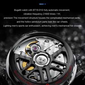 Montre pour homme BG8601-A, montre mécanique automatique squelette allemande, boîtier en acier inoxydable tendance, bracelet en caoutchouc - Product Image 4