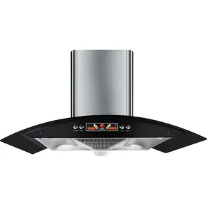 Kitchen smoke absorbing chimney hood with black cover and led lamp