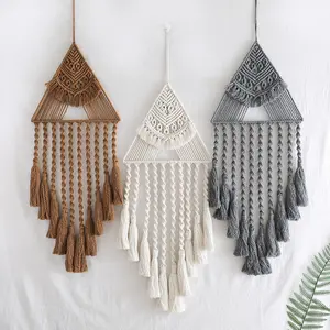 Armação triangular do quarto do bebê, macrame boêmio, pendurado na parede, decoração caseira, coletor de sonhos