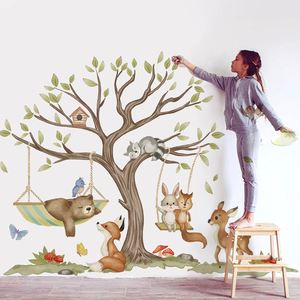 Pegatinas de Pared con Diseño Creativo de Osito y Zorro de Dibujos Animados, Decoración Autoadhesiva de PVC para Habitación Infantil y Jardín de Niños - Product Image 5