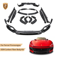 Kit carrosserie large aérodynamique OEM en carbone sec pour Ferrari Purosangue FUV : séparateur avant, coins de pare-chocs, extensions d'ailes, jupes latérales, diffuseur arrière