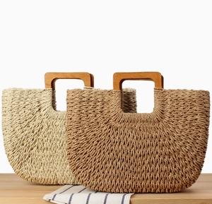 Đơn Giản Handmade Dệt Túi Xách Mùa Hè Bãi Biển Công Suất Lớn Giấy Rơm Tote Túi Giản Dị Mây Phụ Nữ Phụ Nữ Túi Xách Tay - Product Image 1