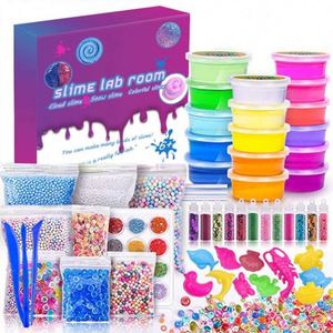 Foam Ball <b>Beads</b> Slime Slices Charms Kit Colorful Glitter Science Slime Kit Clear Barrel Bottle Container Colored Clay Soft Toy - Product Image 1