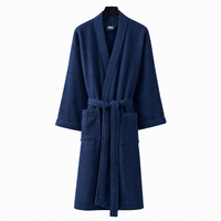 Peignoir de couple avec poches, 100% coton gaufré, léger et naturel, pour les voyages et la maison, unisexe