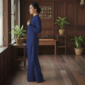 Modest Evening Formal Kebaya Dress Eco-Friendly Geometric <b>Lace</b> Printed Ironless Cey Crepe Direct Kilang Viral Raya 2025 Trend - Product Image 4