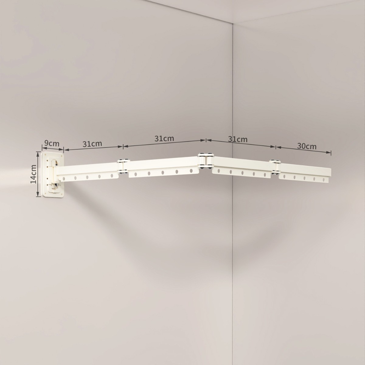 Milky white four-fold clothes rack