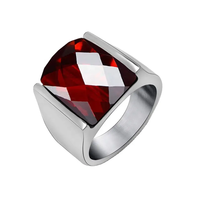 OUMI Stainless steel luxury ruby ring for men and women
