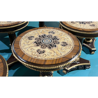 Table basse en bois brun, meubles éthiopiens, table basse ronde à pieds triangulaires, motif parquet, pour salon, hôtel, appartement